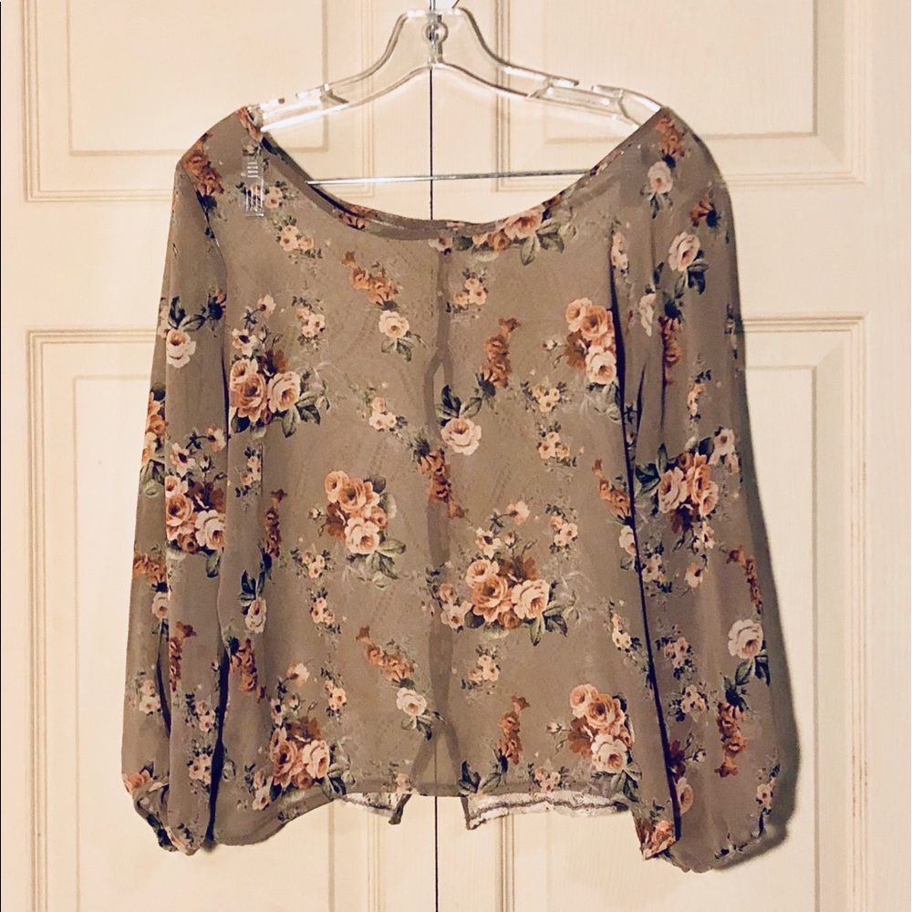 Chiffon Blouse with Delicate Lace Button Back